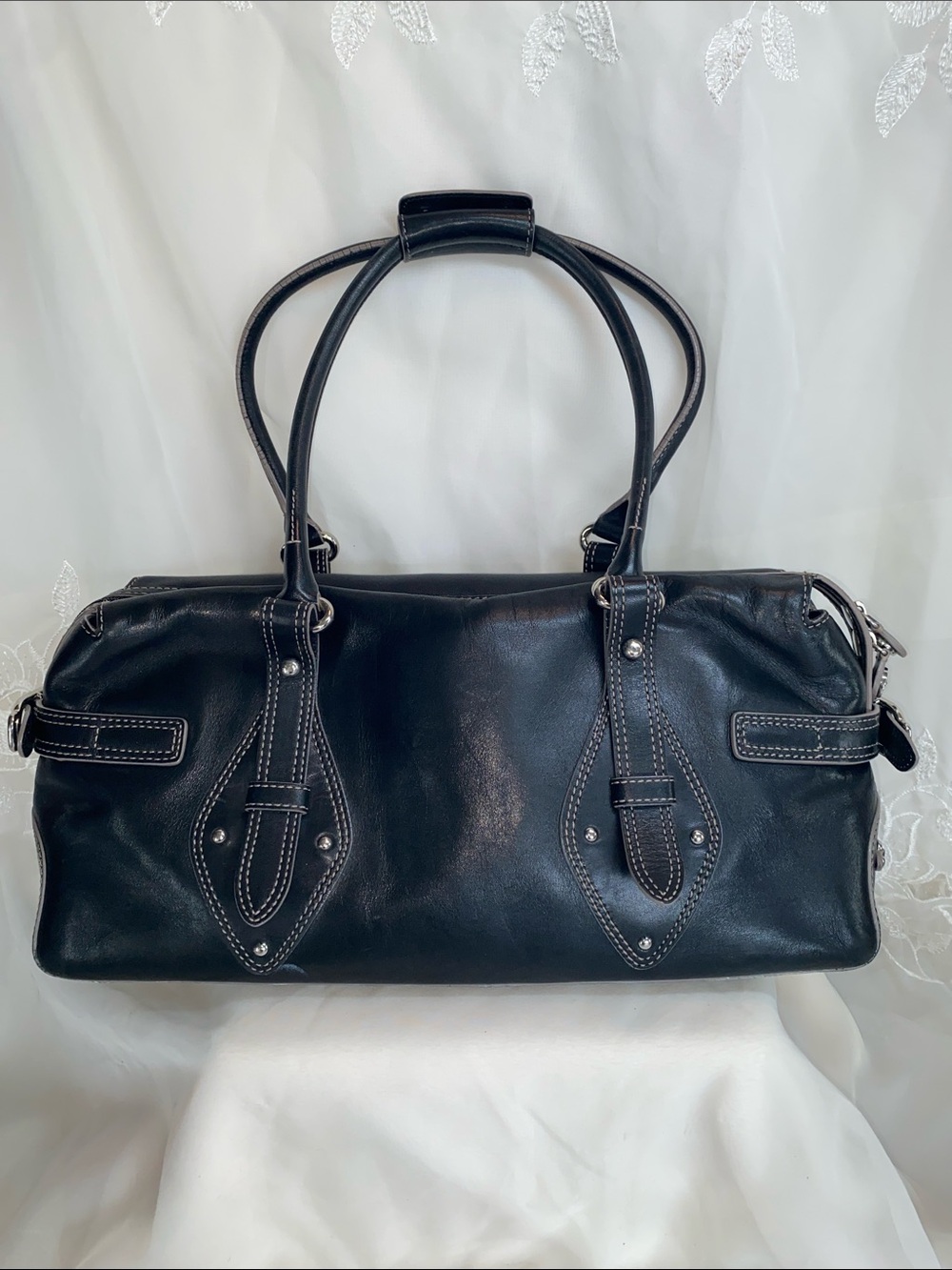 Vintage Cole Haan Trinity Black Leather Shoulder Bag